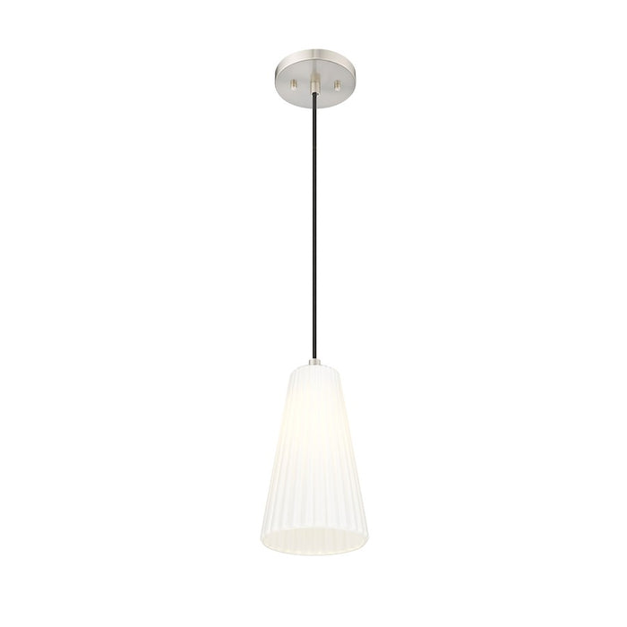 Z-Lite Farrell 1 Light 6" Pendant, Brushed Nickel/White