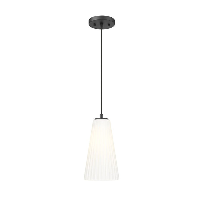 Z-Lite Farrell 1 Light 6" Pendant, Matte Black/White - 3043P6-MB