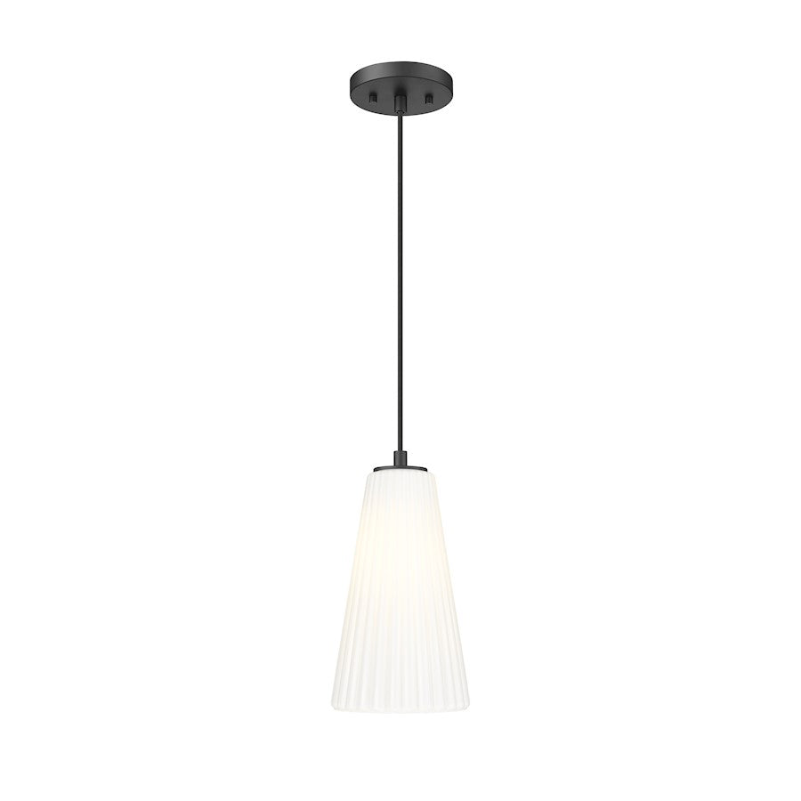 Z-Lite Farrell 1 Light 6" Pendant, Matte Black/White - 3043P6-MB