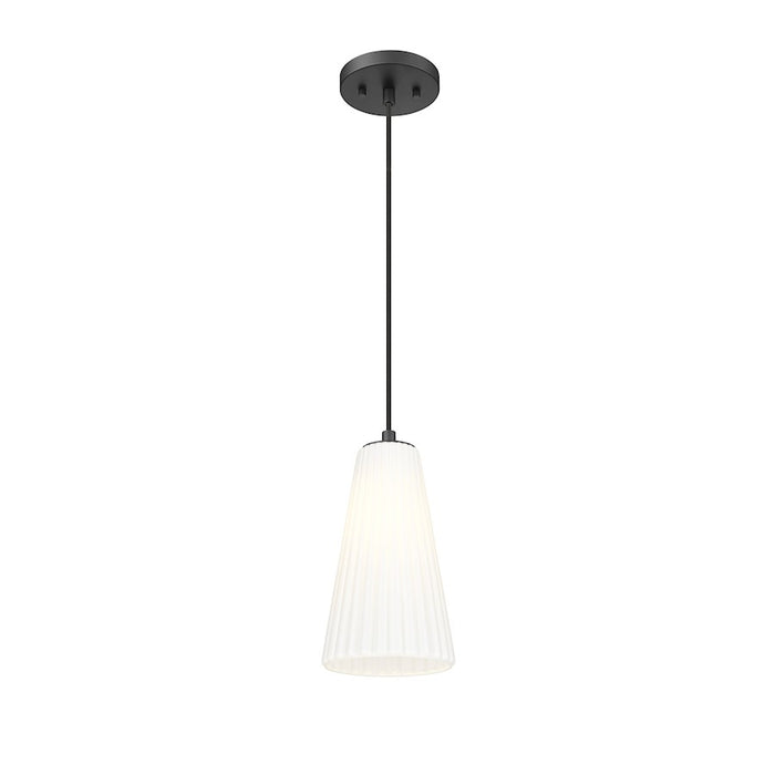 Z-Lite Farrell 1 Light 6" Pendant, Matte Black/White