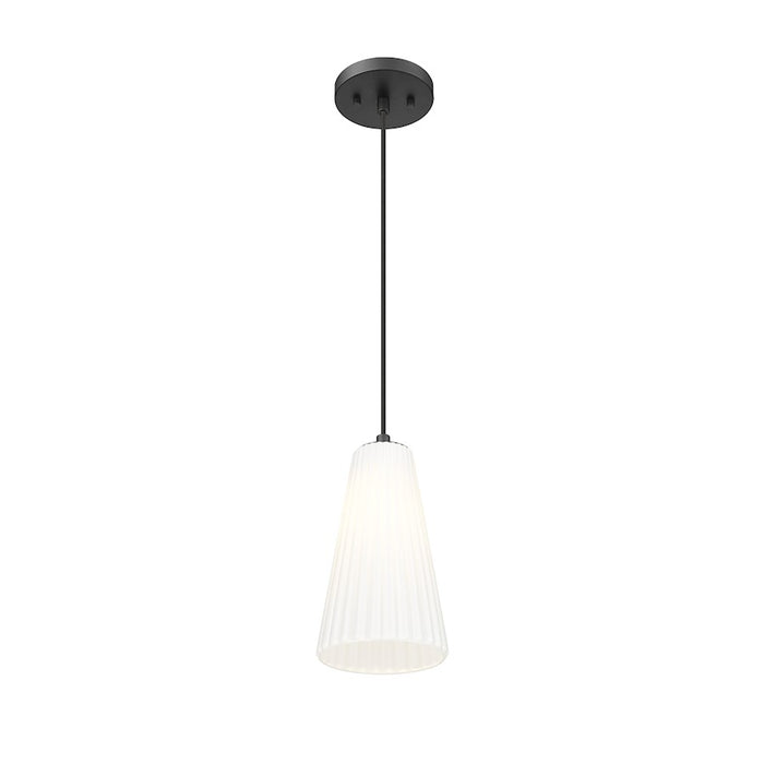 Z-Lite Farrell 1 Light 6" Pendant, Matte Black/White