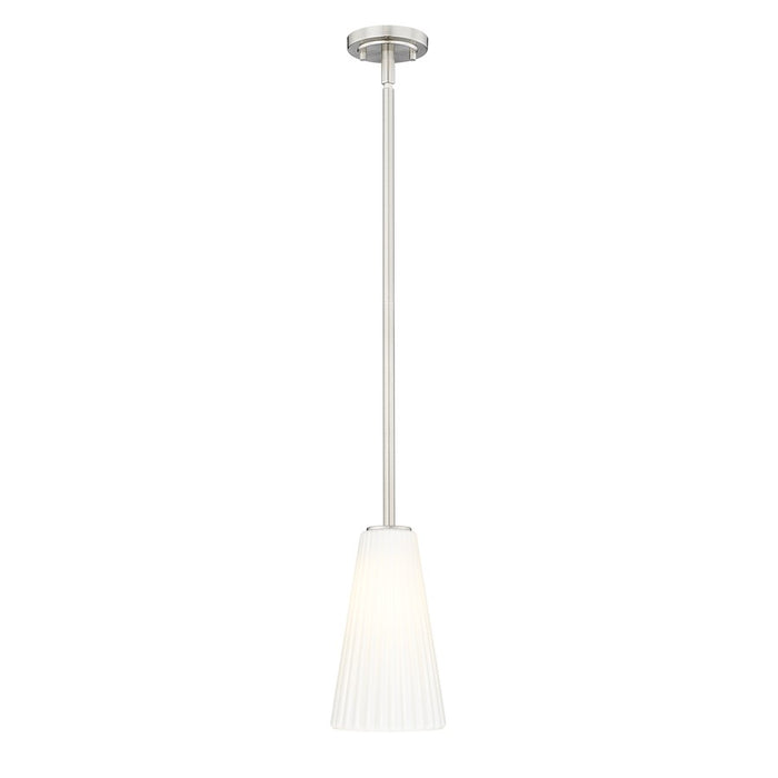 Z-Lite Farrell 1 Light 6" Pendant/Rod, Brushed Nickel/White - 3043P6-ROD-BN