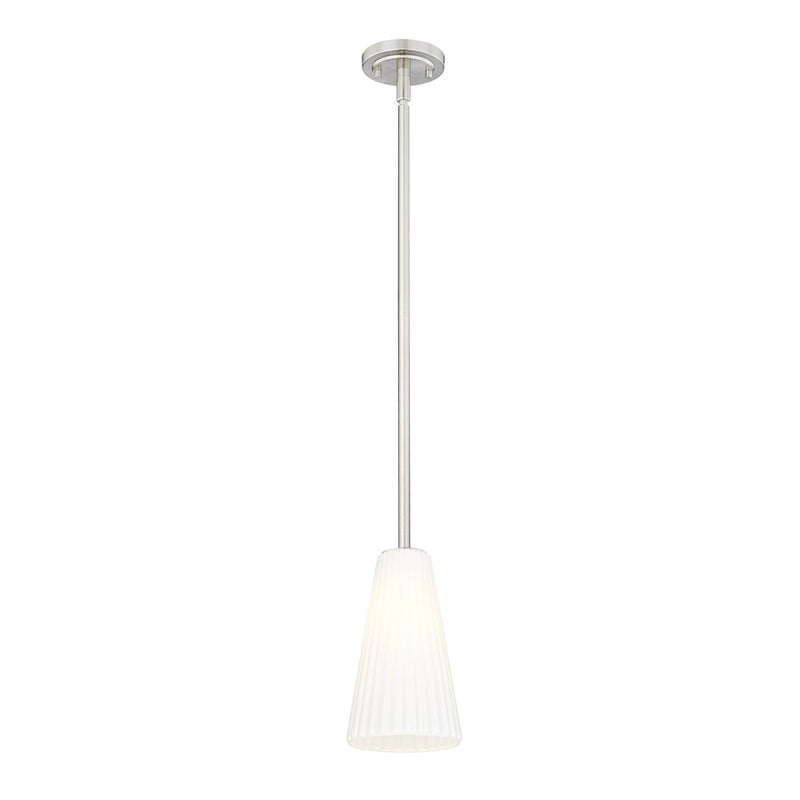Z-Lite Farrell 1 Light 6" Pendant/Rod, Brushed Nickel/White