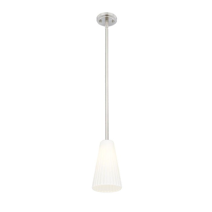 Z-Lite Farrell 1 Light 6" Pendant/Rod, Brushed Nickel/White