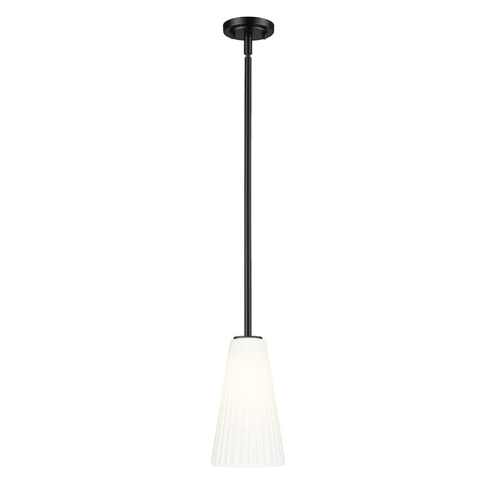 Z-Lite Farrell 1 Light 6" Pendant/Rod, Matte Black/White - 3043P6-ROD-MB