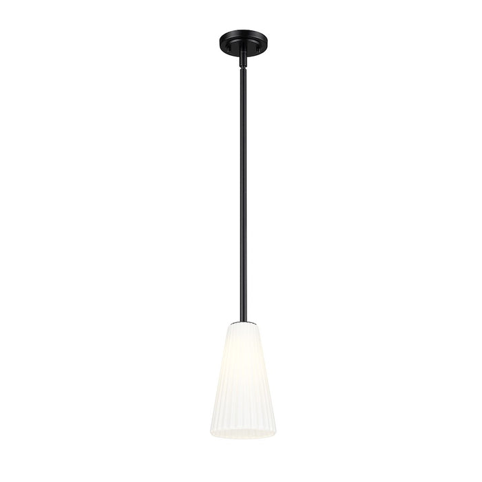 Z-Lite Farrell 1 Light 6" Pendant/Rod, Matte Black/White