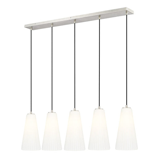 Z-Lite Farrell 5Lt 7.25" Linear Chandelier, Brushed Nickel/White - 3043P7-5L-BN