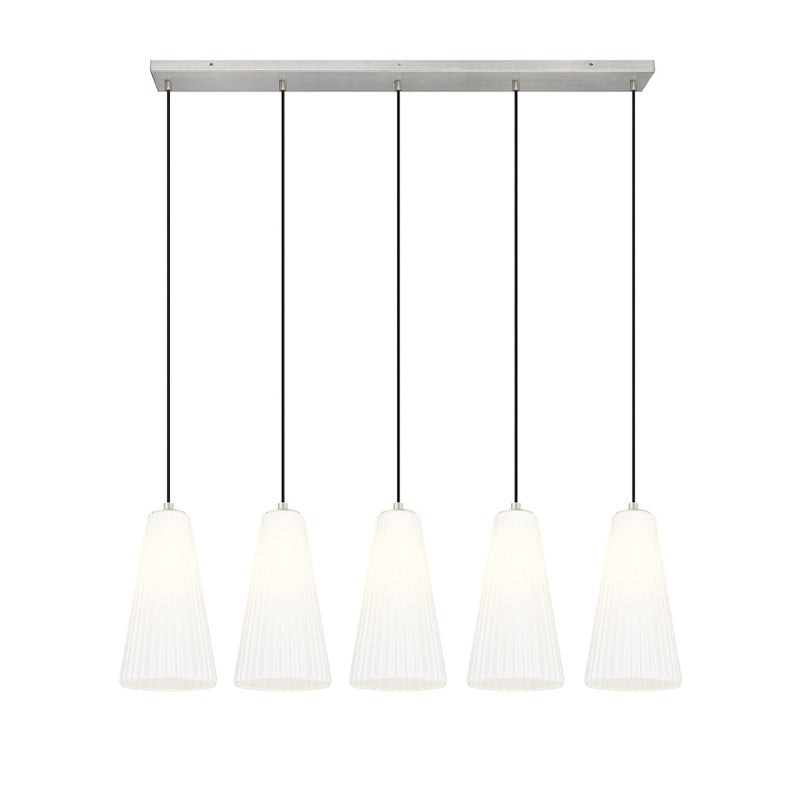 Z-Lite Farrell 5Lt 7.25" Linear Chandelier, Brushed Nickel/White