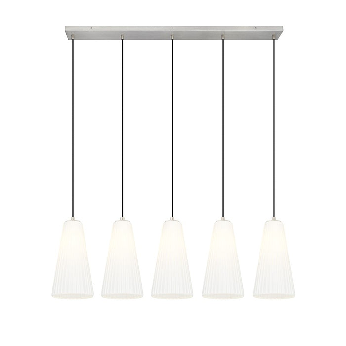 Z-Lite Farrell 5Lt 7.25" Linear Chandelier, Brushed Nickel/White