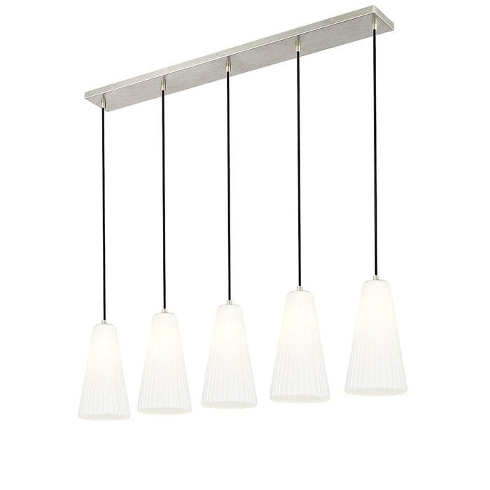 Z-Lite Farrell 5Lt 7.25" Linear Chandelier, Brushed Nickel/White