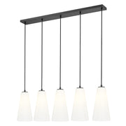 Z-Lite Farrell 5 Light 7.25" Linear Chandelier, Matte Black/White - 3043P7-5L-MB