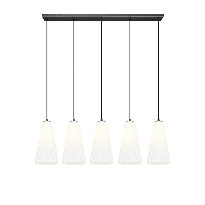 Z-Lite Farrell 5 Light 7.25" Linear Chandelier, Matte Black/White