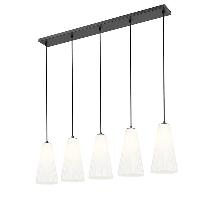 Z-Lite Farrell 5 Light 7.25" Linear Chandelier, Matte Black/White