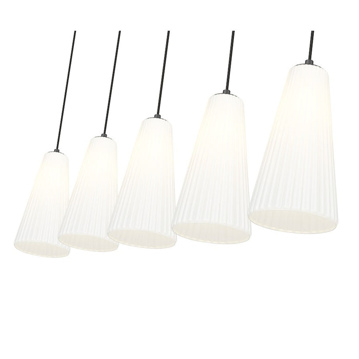 Z-Lite Farrell 5 Light 7.25" Linear Chandelier, Matte Black/White