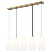 Z-Lite Farrell 5Lt 7.25" Linear Chandelier, Modern Gold/White - 3043P7-5L-MGLD
