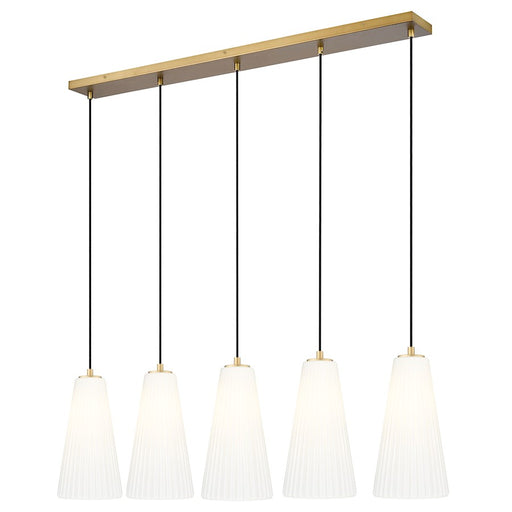 Z-Lite Farrell 5Lt 7.25" Linear Chandelier, Modern Gold/White - 3043P7-5L-MGLD