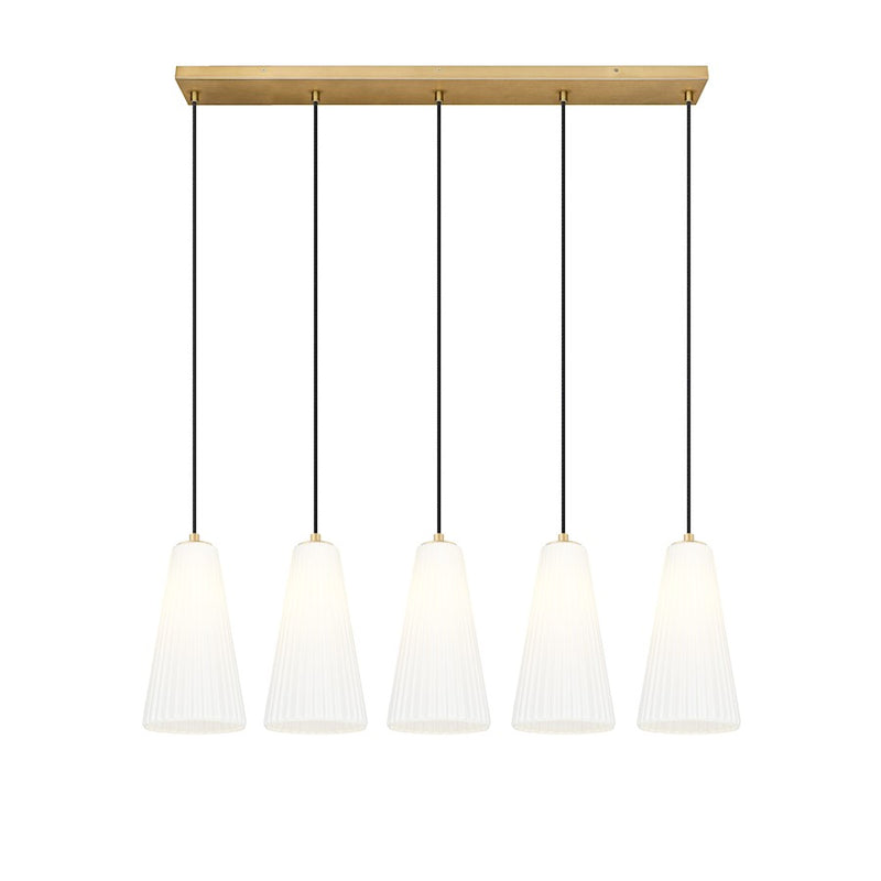 Z-Lite Farrell 5Lt 7.25" Linear Chandelier, Modern Gold/White