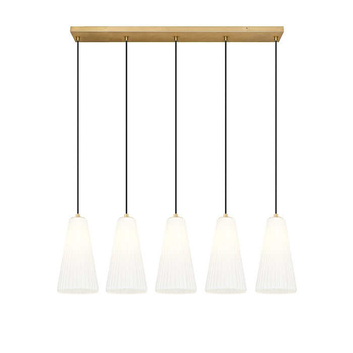 Z-Lite Farrell 5Lt 7.25" Linear Chandelier, Modern Gold/White