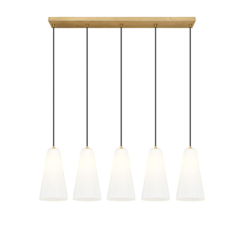Z-Lite Farrell 5Lt 7.25" Linear Chandelier, Modern Gold/White