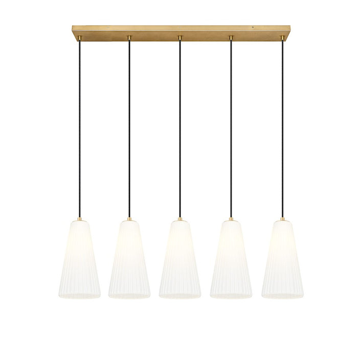 Z-Lite Farrell 5Lt 7.25" Linear Chandelier, Modern Gold/White