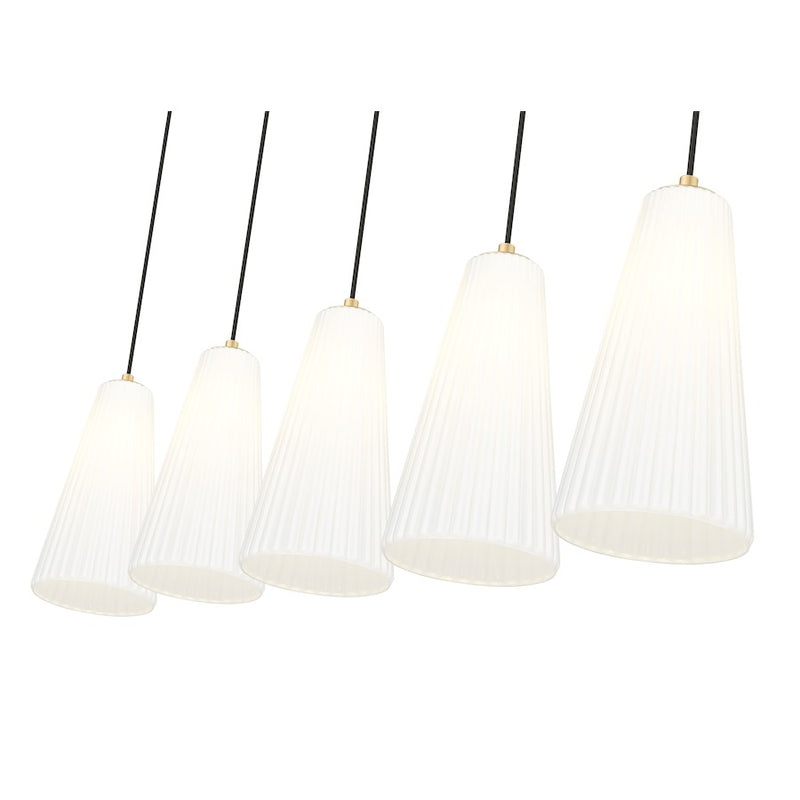 Z-Lite Farrell 5Lt 7.25" Linear Chandelier, Modern Gold/White