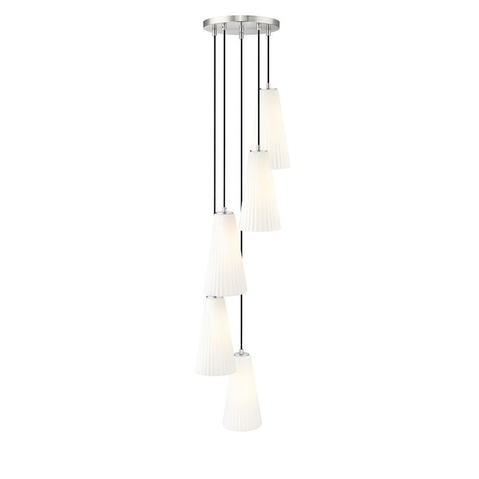 Z-Lite Farrell 5 Light 14" Chandelier, Brushed Nickel/White