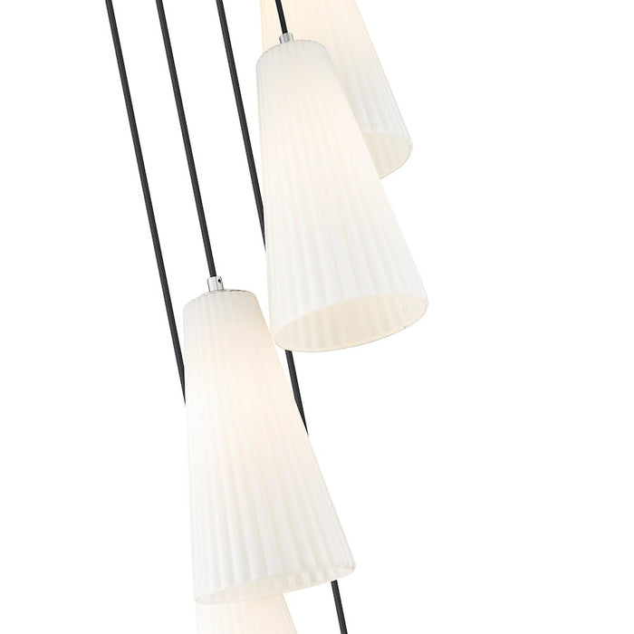 Z-Lite Farrell 5 Light 14" Chandelier, Brushed Nickel/White