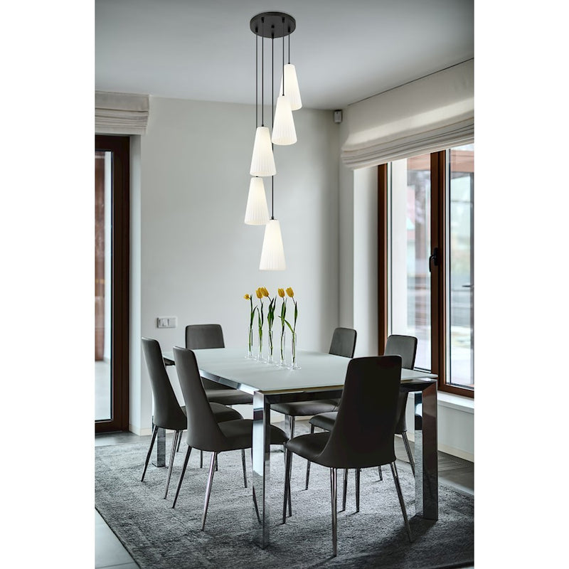 Z-Lite Farrell 5 Light 14" Chandelier, Matte Black/White