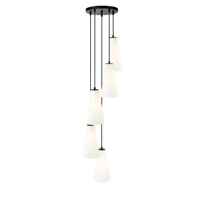Z-Lite Farrell 5 Light 14" Chandelier, Matte Black/White