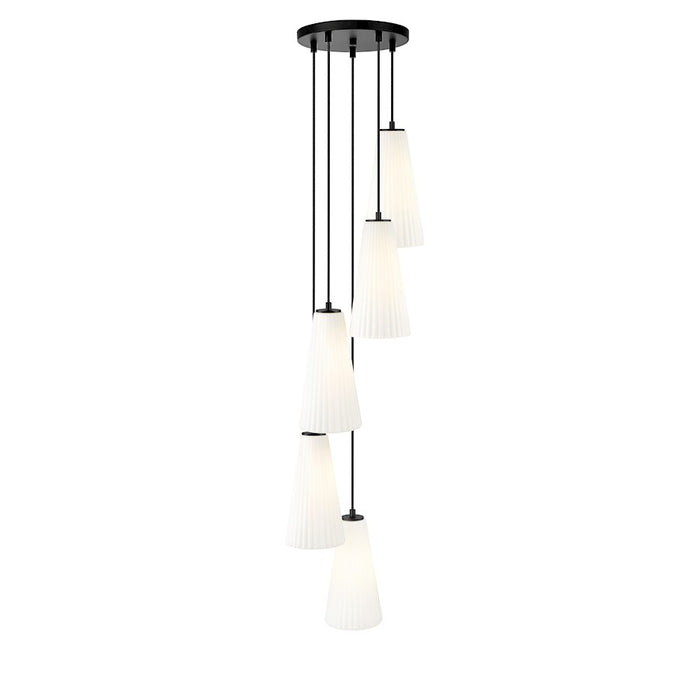 Z-Lite Farrell 5 Light 14" Chandelier, Matte Black/White