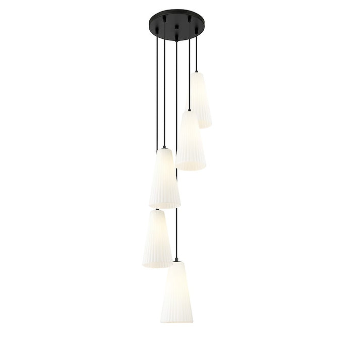 Z-Lite Farrell 5 Light 14" Chandelier, Matte Black/White