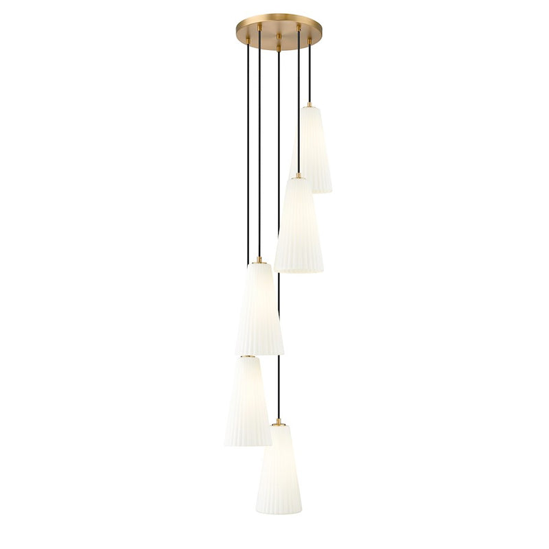 Z-Lite Farrell 5 Light 14" Chandelier, Modern Gold/White - 3043P7-5R-MGLD