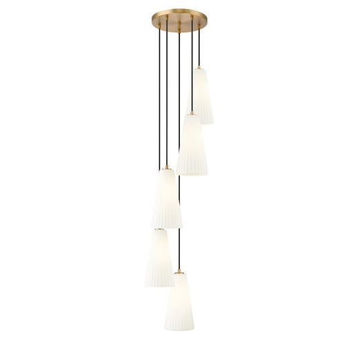 Z-Lite Farrell 5 Light 14" Chandelier, Modern Gold/White - 3043P7-5R-MGLD