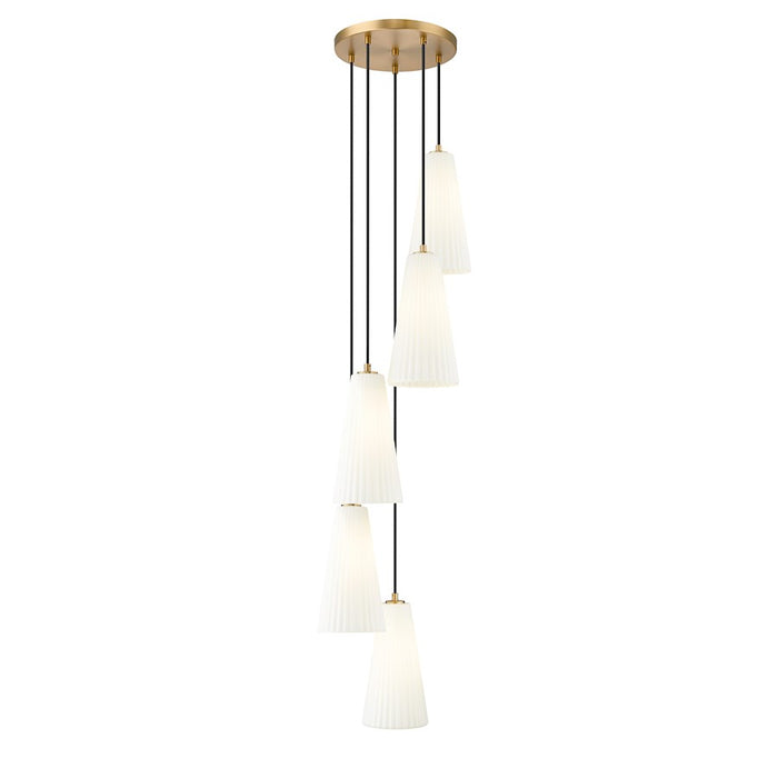 Z-Lite Farrell 5 Light 14" Chandelier, Modern Gold/White - 3043P7-5R-MGLD