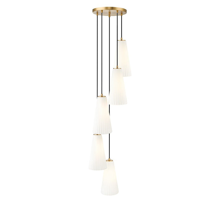 Z-Lite Farrell 5 Light 14" Chandelier, Modern Gold/White