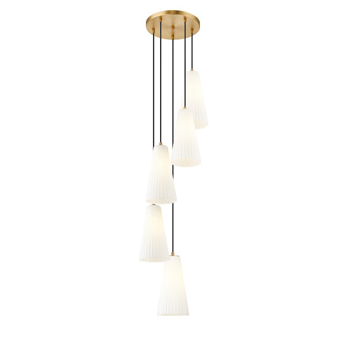 Z-Lite Farrell 5 Light 14" Chandelier, Modern Gold/White