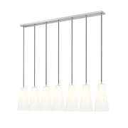 Z-Lite Farrell 7Lt 7.25" Linear Chandelier, Brushed Nickel/White - 3043P7-7L-BN