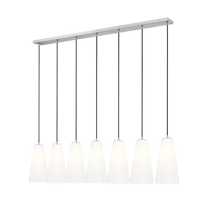 Z-Lite Farrell 7Lt 7.25" Linear Chandelier, Brushed Nickel/White - 3043P7-7L-BN