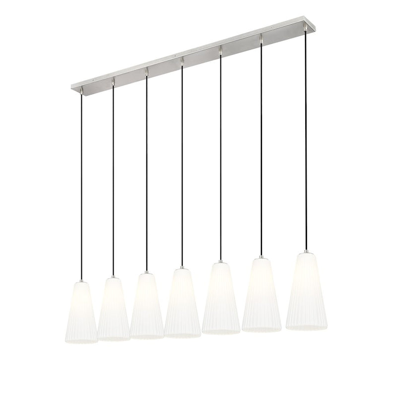 Z-Lite Farrell 7Lt 7.25" Linear Chandelier, Brushed Nickel/White