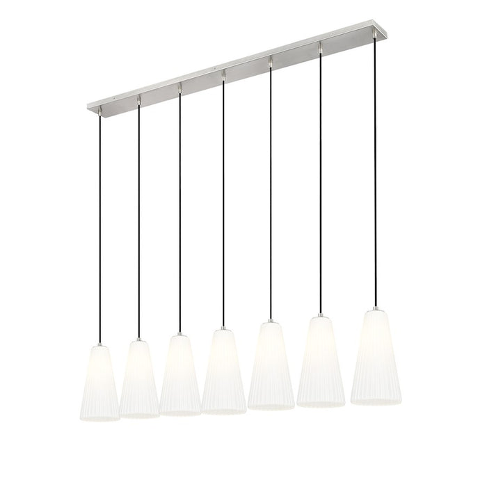 Z-Lite Farrell 7Lt 7.25" Linear Chandelier, Brushed Nickel/White