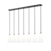 Z-Lite Farrell 7 Light 7.25" Linear Chandelier, Matte Black/White - 3043P7-7L-MB