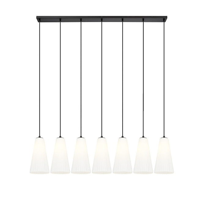 Z-Lite Farrell 7 Light 7.25" Linear Chandelier, Matte Black/White