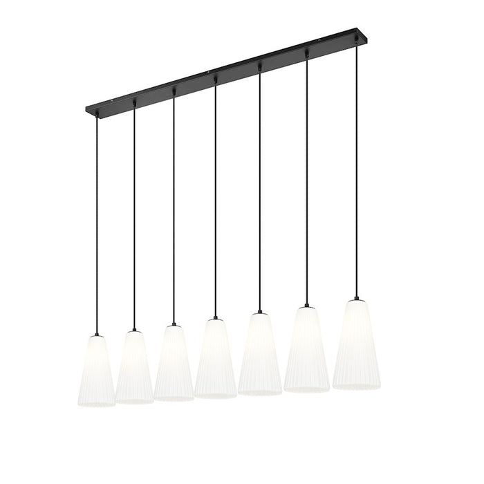 Z-Lite Farrell 7 Light 7.25" Linear Chandelier, Matte Black/White