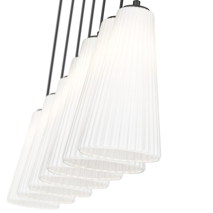 Z-Lite Farrell 7 Light 7.25" Linear Chandelier, Matte Black/White