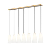 Z-Lite Farrell 7Lt 7.25" Linear Chandelier, Modern Gold/White - 3043P7-7L-MGLD