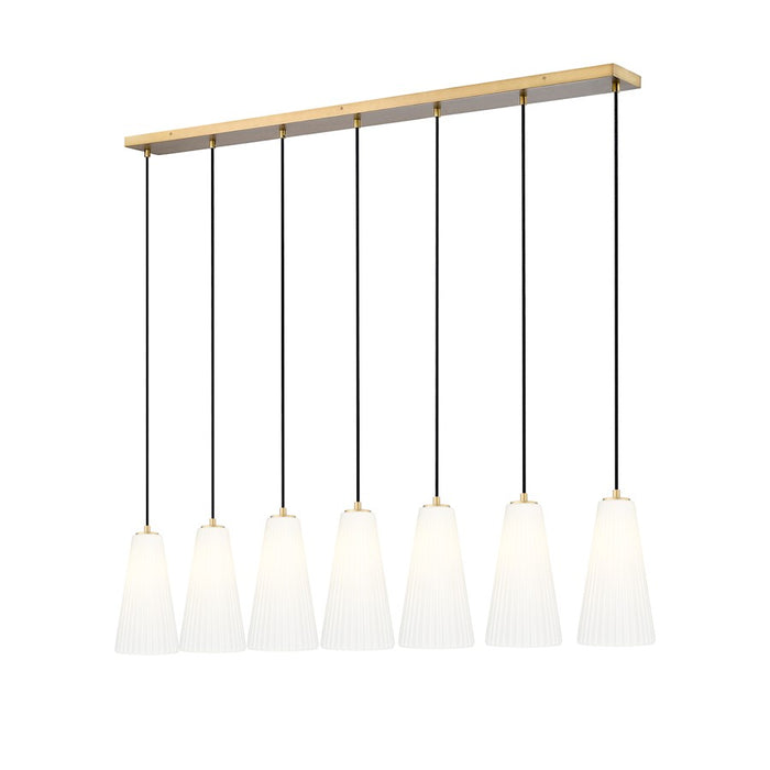 Z-Lite Farrell 7Lt 7.25" Linear Chandelier, Modern Gold/White - 3043P7-7L-MGLD