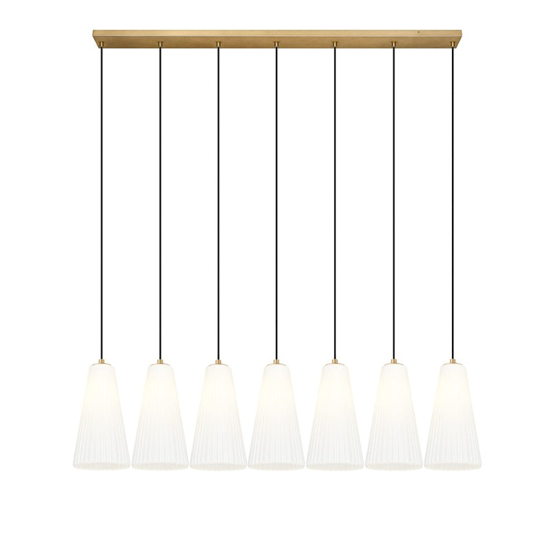 Z-Lite Farrell 7Lt 7.25" Linear Chandelier, Modern Gold/White