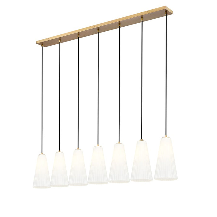 Z-Lite Farrell 7Lt 7.25" Linear Chandelier, Modern Gold/White