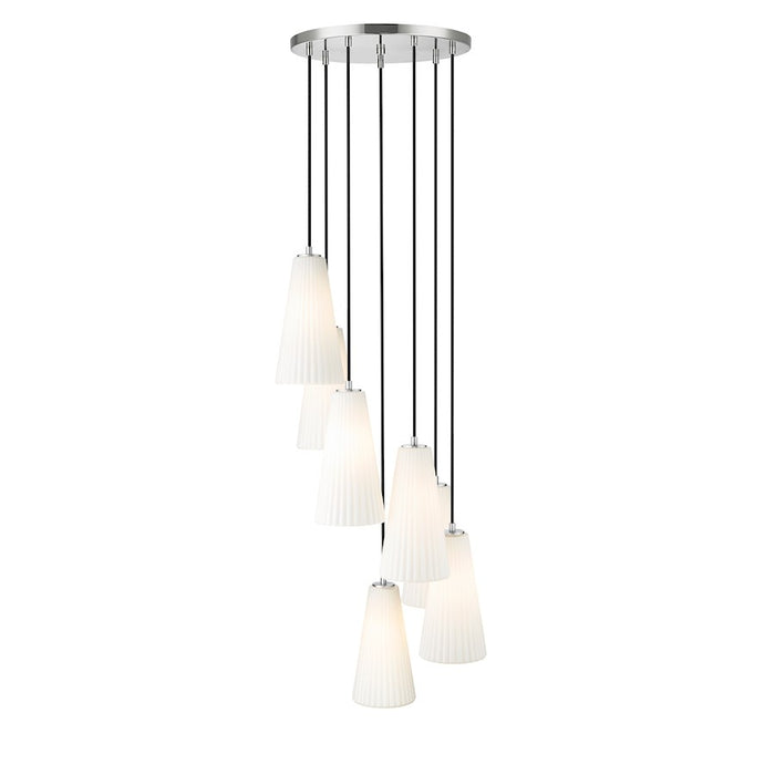 Z-Lite Farrell 7 Light 14" Chandelier, Brushed Nickel/White