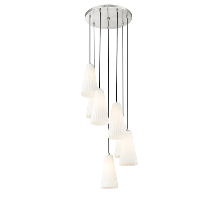 Z-Lite Farrell 7 Light 14" Chandelier, Brushed Nickel/White